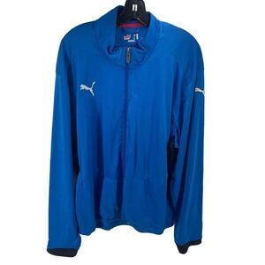 Puma Mens Liga Training Jacket Full Zip Active Adjustable Hem Logo Blue Size XXL